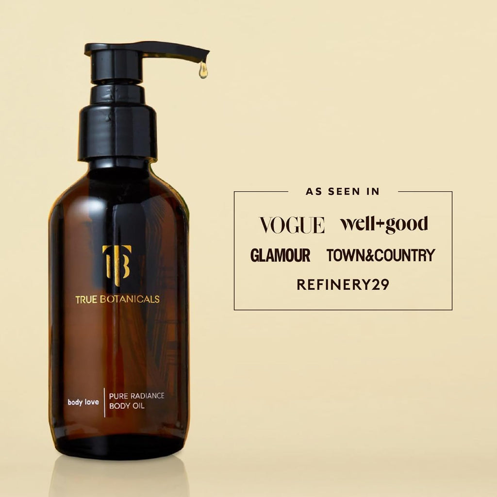 True Botanicals Pure Radiance Body Oil | Anti-Aging Body Oil for All Skin Types | Moisturize & Restore Skin Health | Dermatologist Tested, All Natural, Vegan, Clinically Proven | 3.9 fl oz | 114 ml