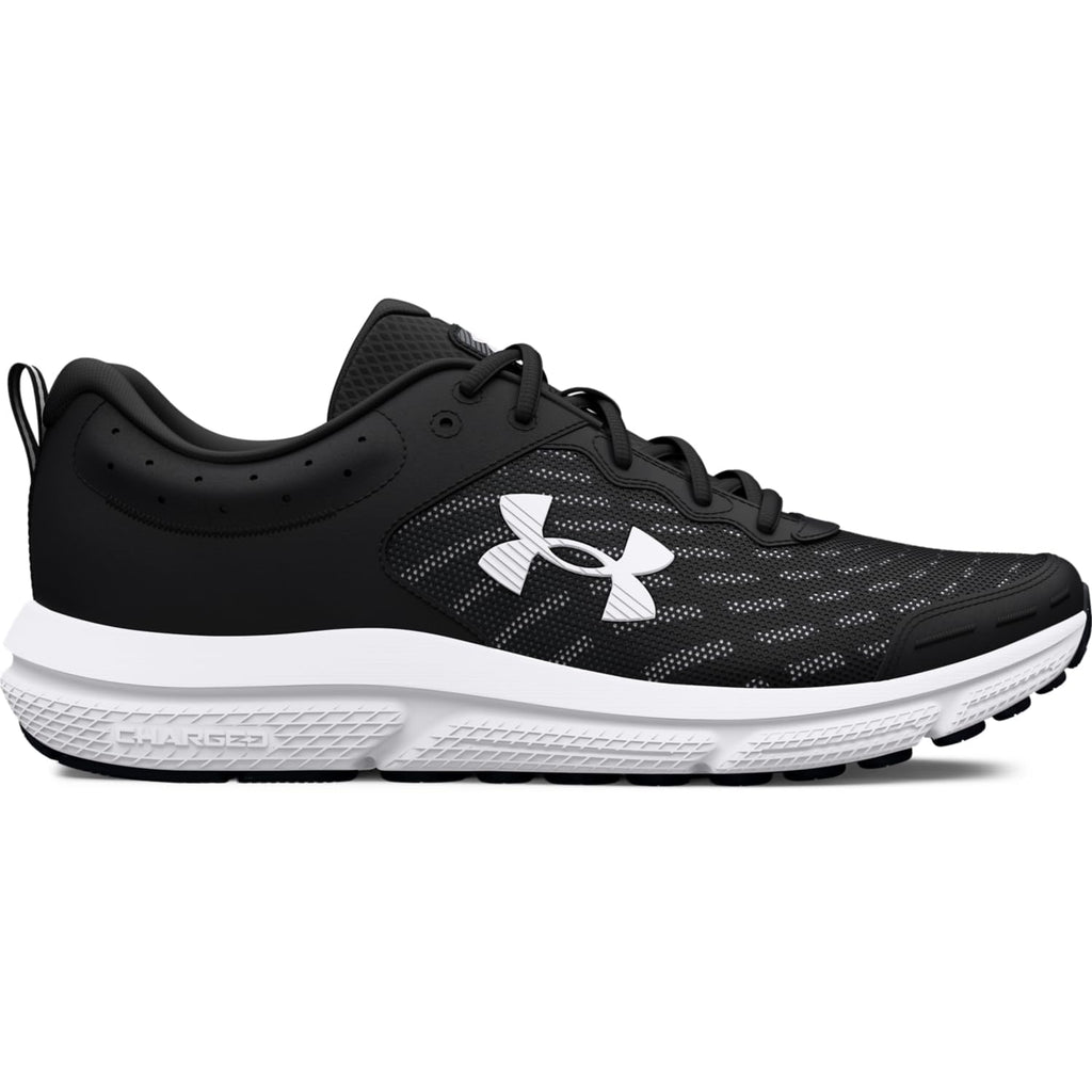 Under Armour Men's Charged Assert 10 Shoes, (001) Black/Black/White, 10.5 X-Wide