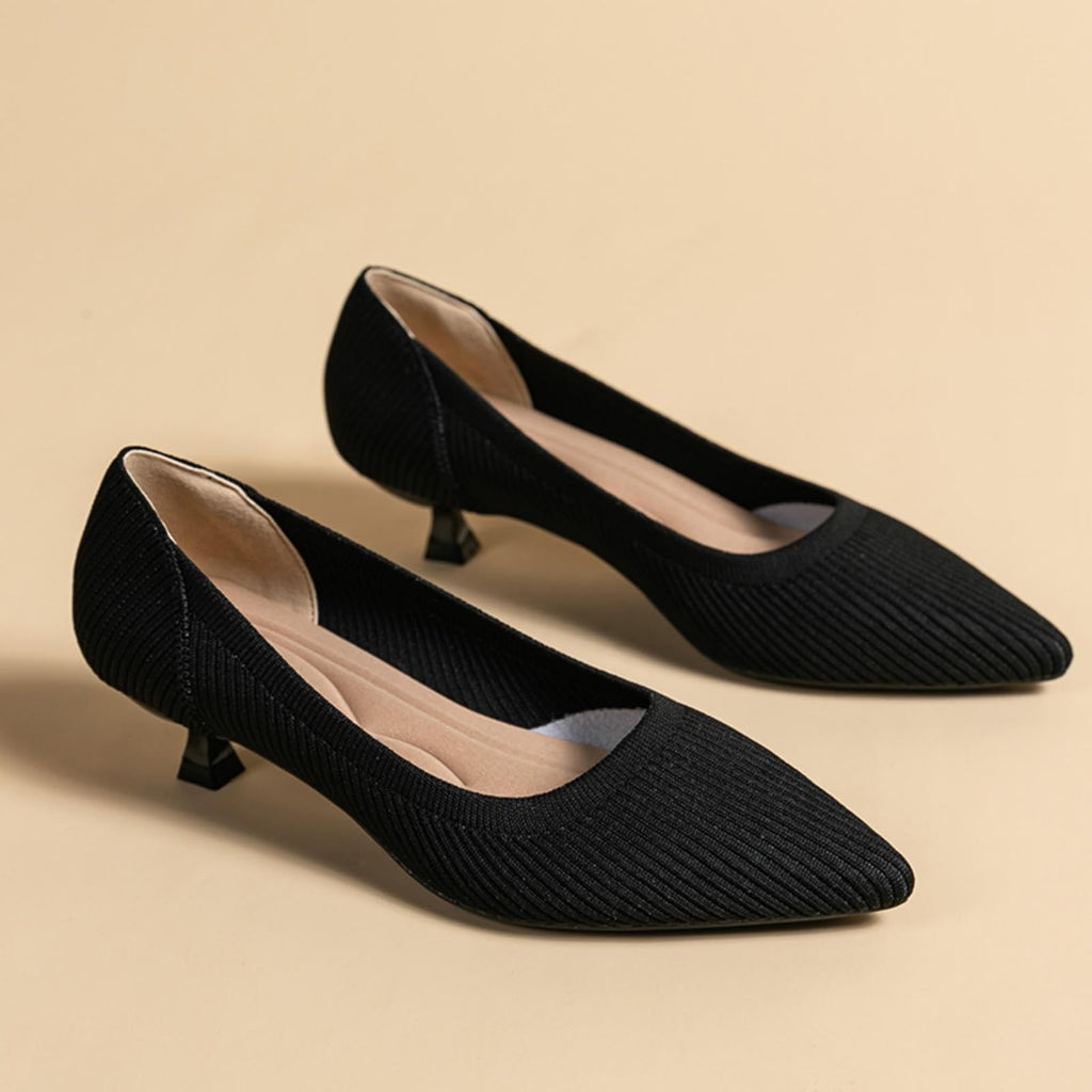 youngshow Black Kitten Heels for Women Comfortable Dressy Heels Casual Low Heel Pumps Elegant Business Pumps Womens Flight Attendant Shoes