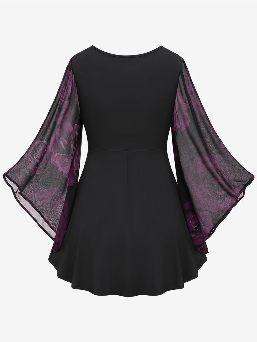 ROSE GAL Women Plus Size Romantic Gothic Lace-up Bell Sleeves Tee Flare Sleeves Renaissance Top Goth Vampire Costume Top(Purple_1/1X)