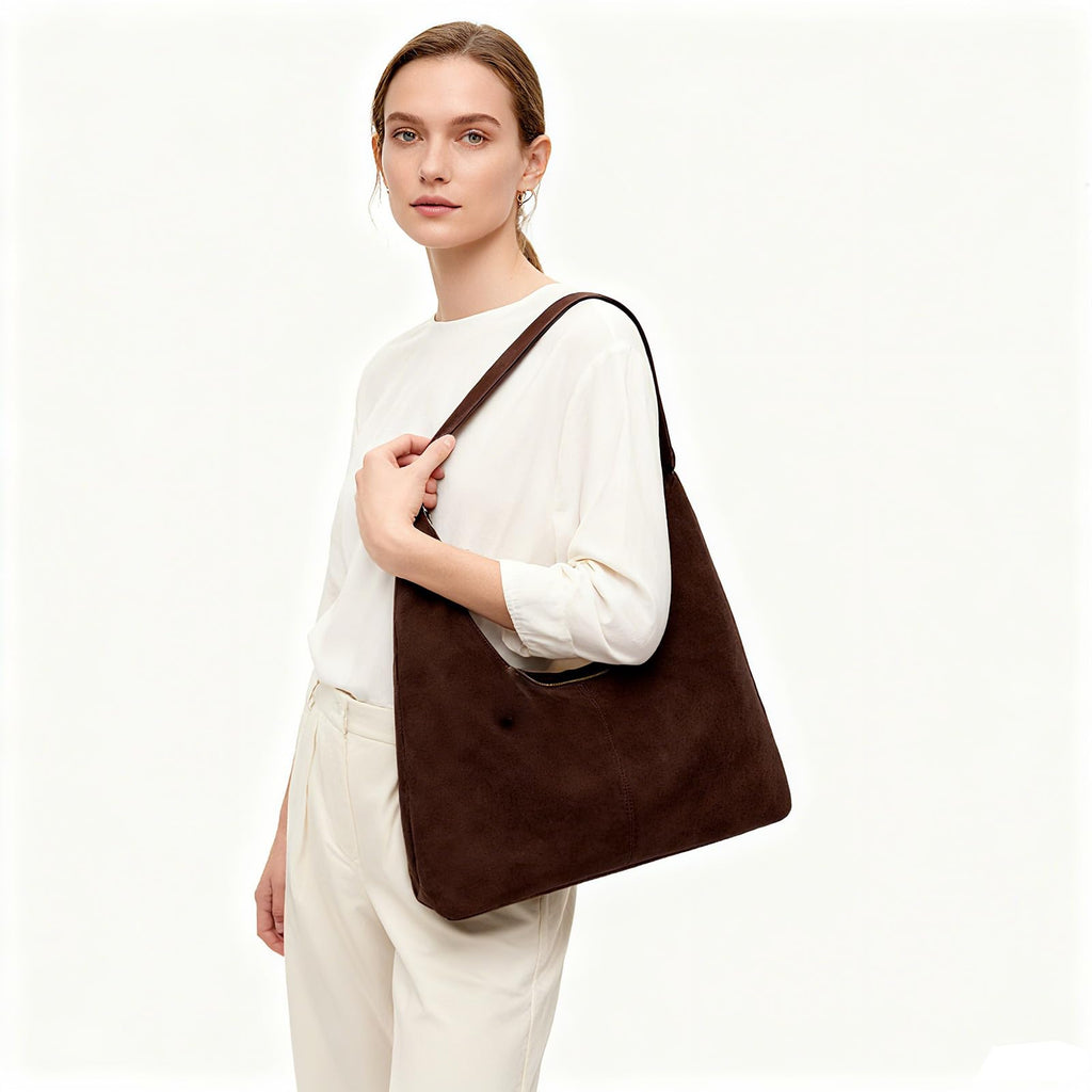 Women’s Trendy Suede Tote Bag Shoulder Bags For Women Fall Underarm Bag Winter Hobo Bag Work Purses Suede Travel Handbag
