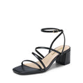DREAM PAIRS Womens Block Heels 2 inch Strappy Square Toe Dressy Chunky Low Heeled Sandals for Party Wedding Evening,Size 8,Black-Pu,DWUMHS2512