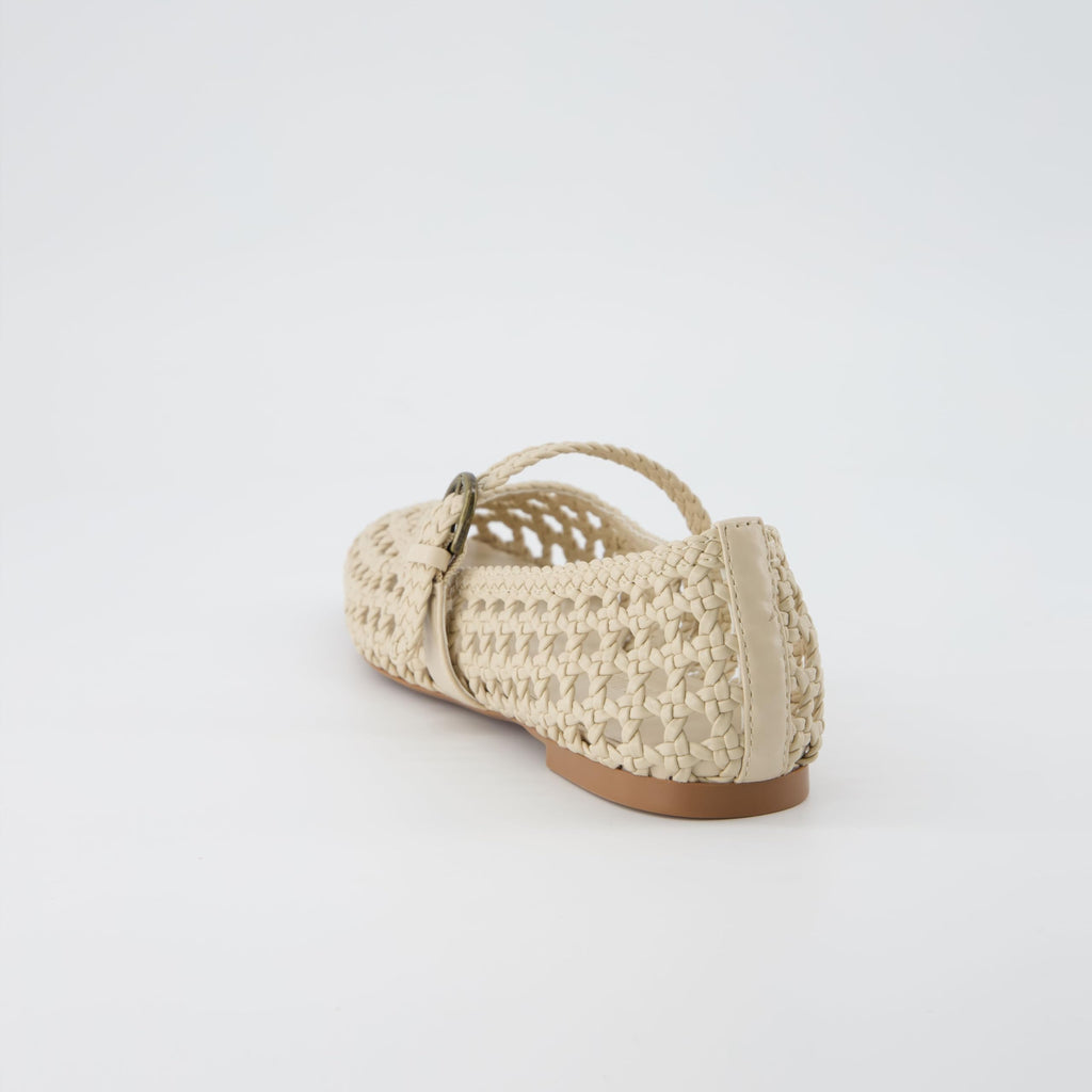 CUSHIONAIRE Weston Hand Woven Mary Jane Flats for Women, Comfortable Dressy Ballet Flats with Braided Adjustable Buckle and Memory Foam Cushioning, Wheat 9