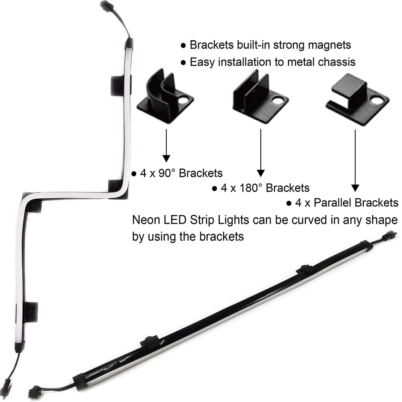 airgoo Addressable RGB PC LED Strip, AG-NEON-LS1 Diffused Silicon Rubber Tube Neon Strip, for 5V 3-pin argb Header or AG-DRGB16 SignalRGB Controller(Not Included), Come with Magnetic Brackets