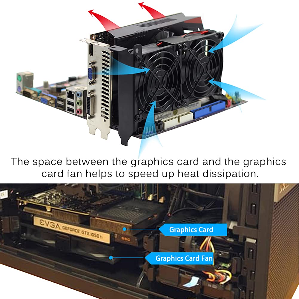 GDSTIME Graphic Card Fans, Graphics Card Cooler, Video Card Cooler, PCI Slot Dual 90mm 92mm Fans, VGA Cooler