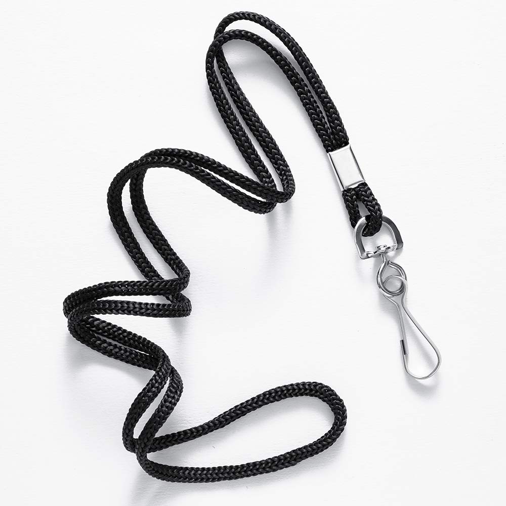 BAITEER 120 Pcs Black Lanyards Premium Bulk Lanyards Round 36" with Swivel J Hook for ID Name Badge Holder, VIP, School, Kids, Coach, Conference, Festival and Hang Keys