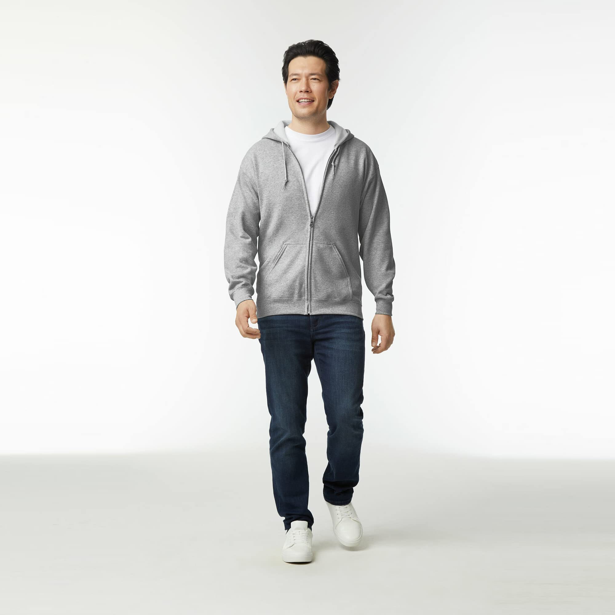 UGP Campus Apparel Gildan Men's Fleece Zip Hooded -Sweatshirt, Style G18600, Black, Large