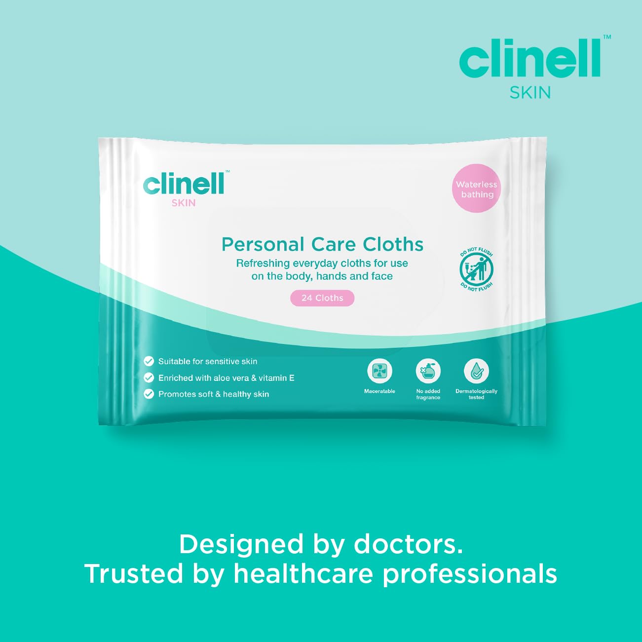 Clinell Skin Professional Care - Maceratable Personal Care Wipes - Pack of 24 - Gentle Face and Body Wipes, Alcohol Free, Dermatologically Tested, Multi-Purpose