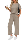 WIHOLL Summer Outfits for Women 2026 Resort Wear Matching Sets Women Clothing 2 Piece Holiday Beach Vacation Travel Airport Outfit Teacher Lounge Sets Tracksuit Coffee M