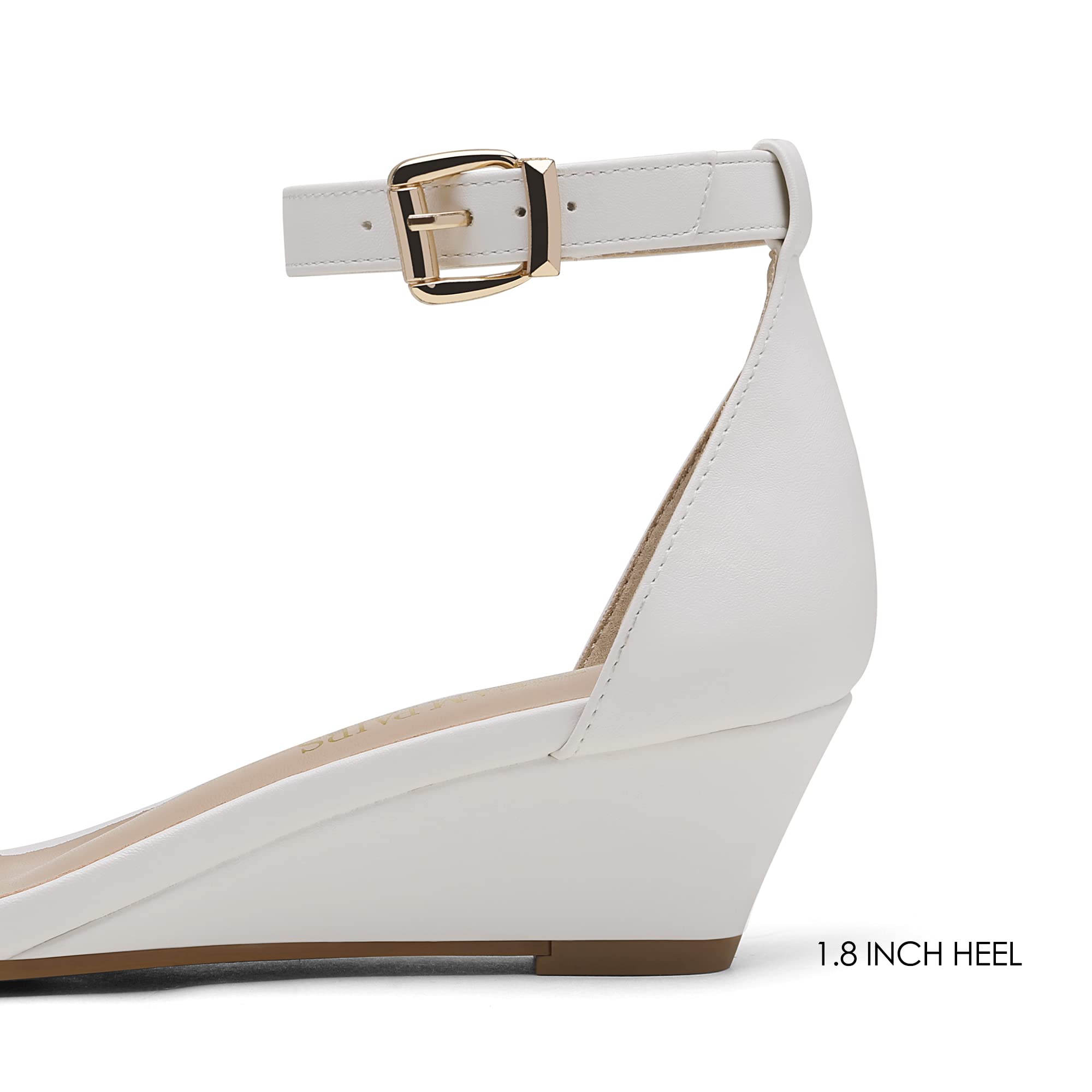 DREAM PAIRS Women's Ankle Strap Low Wedge Sandals Party Bridal Wedding Dress Shoes,Size 7W,White/Pu-2,DWUWWS2501