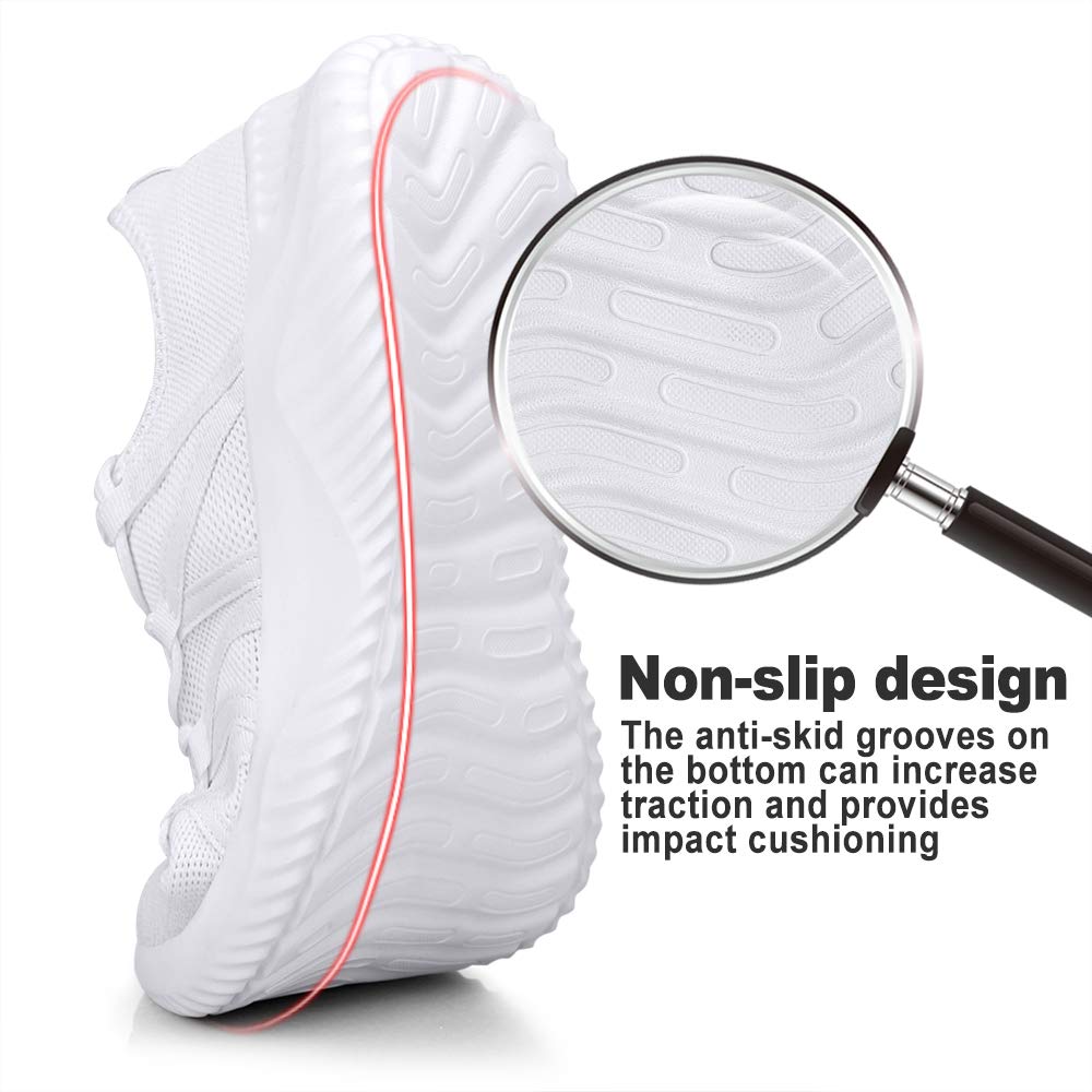Feethit Mens Slip On Running Shoes Breathable Lightweight Comfortable Fashion Non Slip Sneakers for Men, White, 11