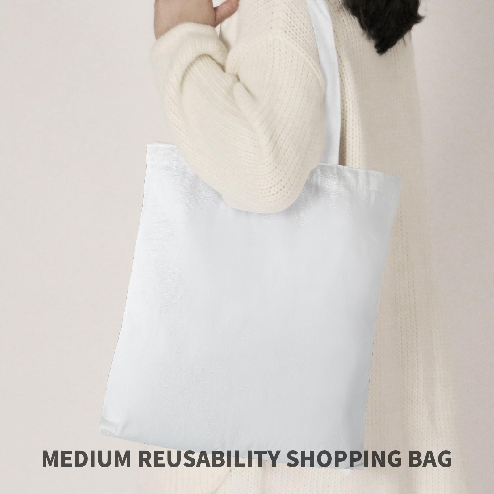 60 Pack Sublimation Tote Bags Blank Canvas Reusable Polyester Grocery Bags for Heat Transfer Vinyl DIY Crafting White, 13x15 Inch