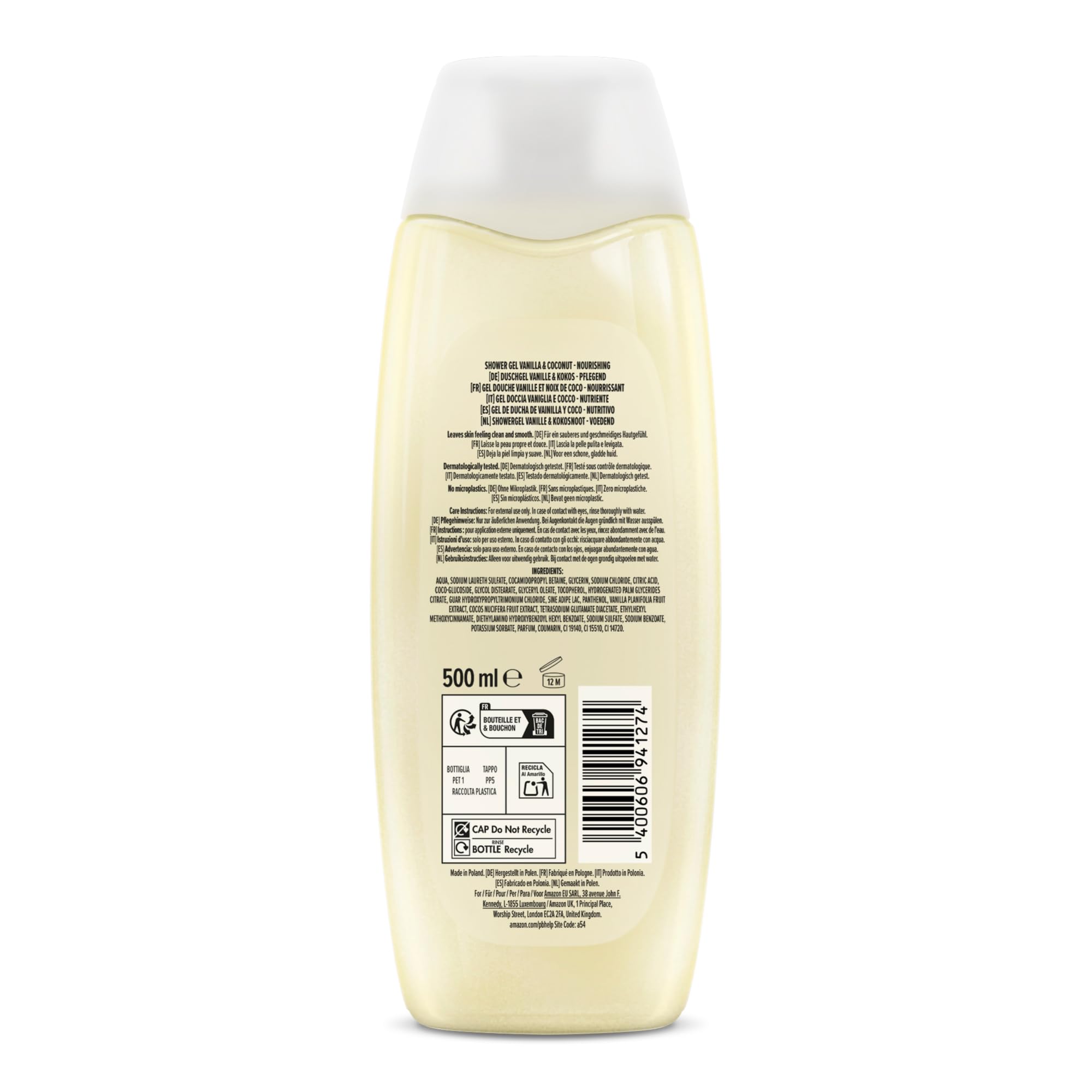 by Amazon Vanilla & Coconut Shower Gel, 2 x 500ml