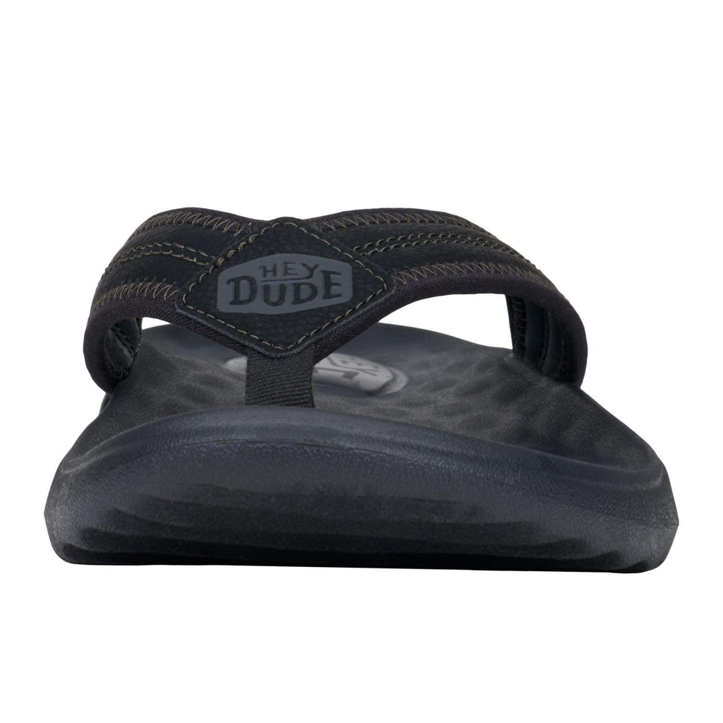 HEYDUDE Men's Myers Flip Classic Black/Black Size 11 | Men's Shoes | Men Slip-on Sandals | Comfortable & Light-Weight