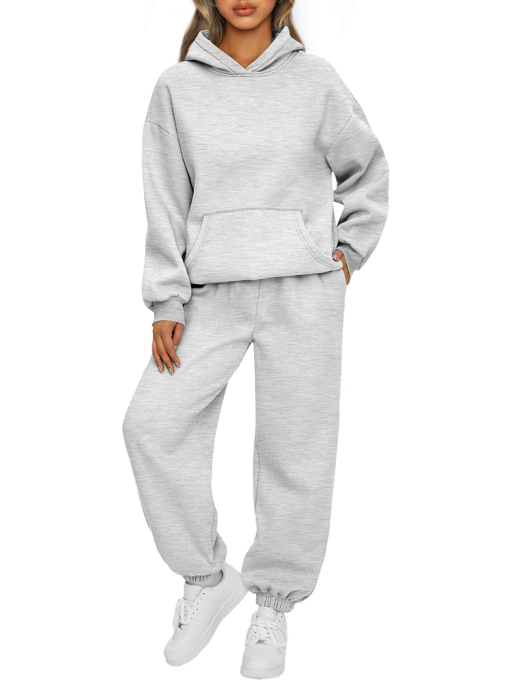 AUTOMET Women 2 Piece Outfits 2025 Plus Size Fall Fashion Airport Travel Pants Lounge Set Leisure Vacation Winter Clothes Sweatsuits Grey S