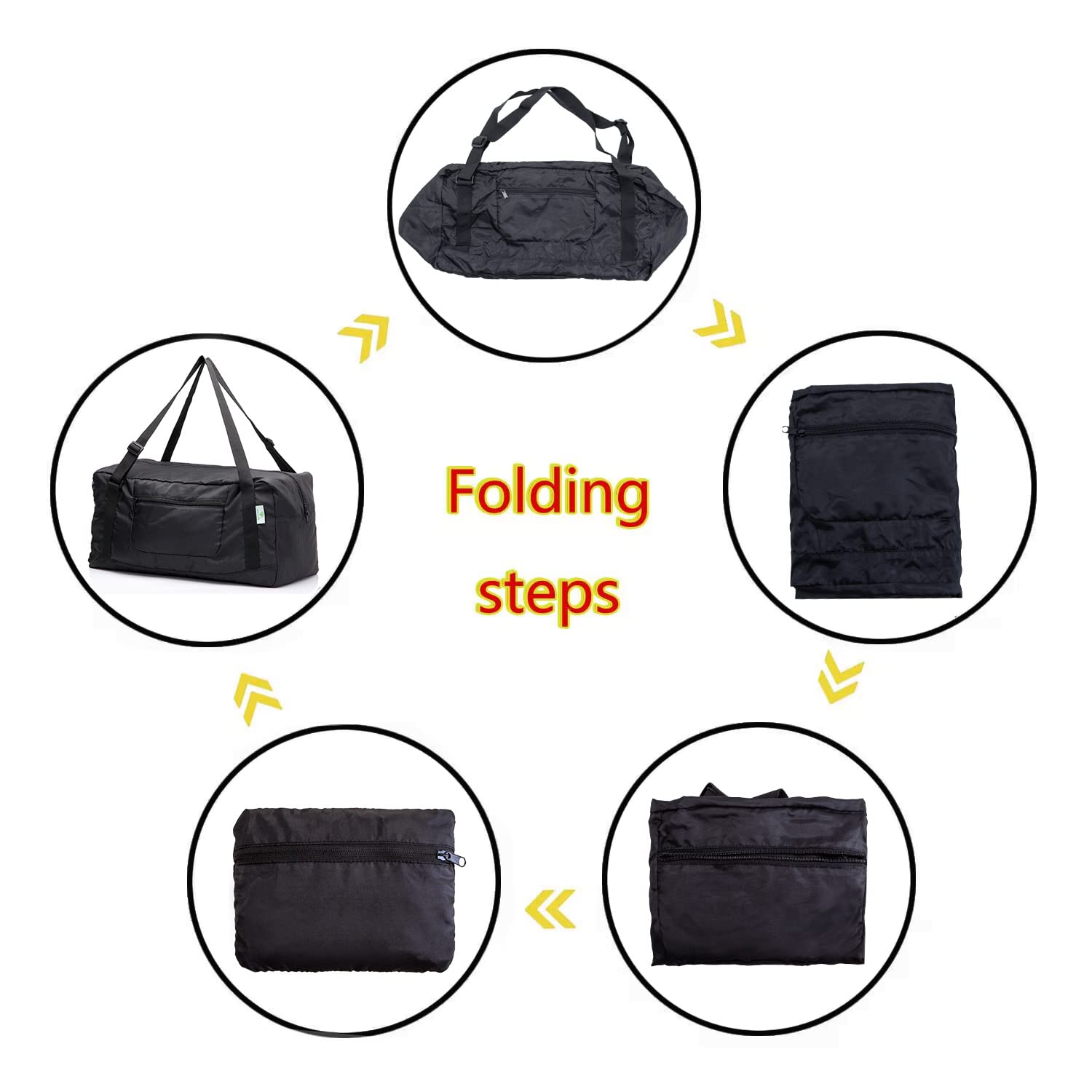 HOLYLUCK Foldable Travel Duffel Bag For Women & Men Luggage Great for Gym (black) One_Size
