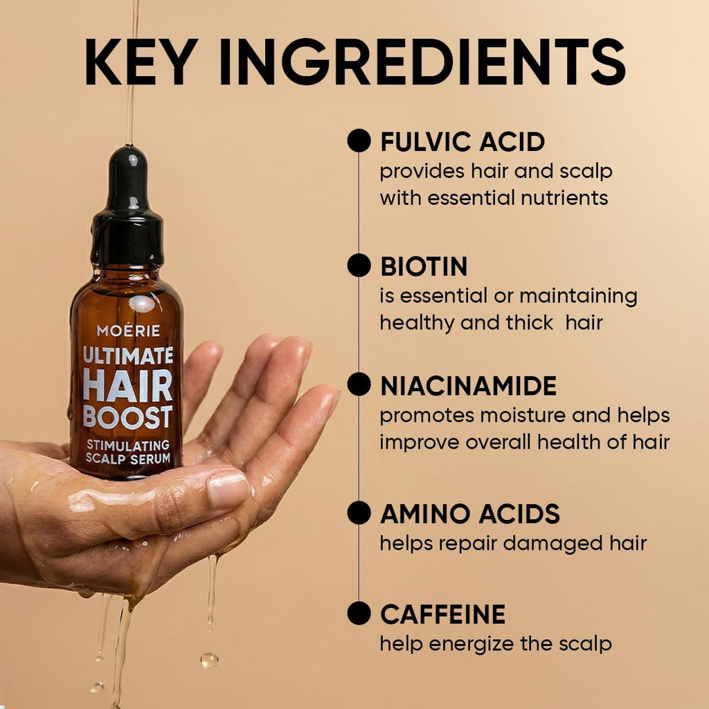 MOERIE Ultimate Hair Growth Serum for Natural Hair Regrowth & Thickening - Anti Thinning & Hair Loss Treatment for Women - Rapid Hair Growth Products - Scalp Oil Alternative - 1.69 fl oz / 50 ml