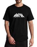 Mens Graphic T Shirts Mountain Art Print Short Sleeve Summer Top 100% Cotton Casual Tees for Men Black