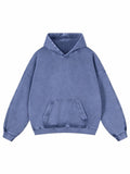 Adenorah Womens Y2K Cute Hoodies Mens Oversized Fall Acid Wash Blank Preppy Hoodies Pullover Heavyweight Designer Hooded Sweatshirt, Blue, Medium