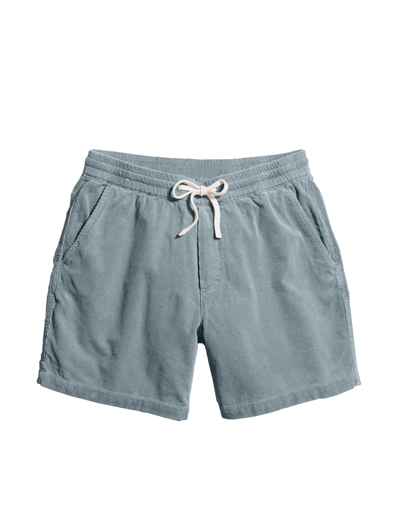 JEMLDL Corduroy Shorts for Men Elastic Waist Drawstring Lightweight Summer Beach 5 inch Inseam Shorts Men US 34 Medium Light Blue