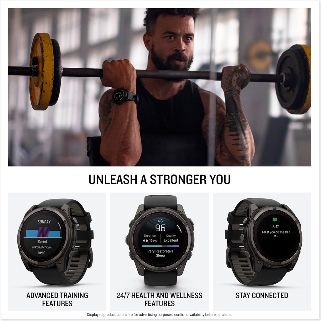 Garmin fēnix® 8 – 51 mm, Solar, Sapphire, Premium Multi-Sport GPS Smartwatch, Long-Lasting Battery Life, Dive-Rated, Built-in LED Flashlight, Carbon Gray DLC Titanium with Pebble Gray Band