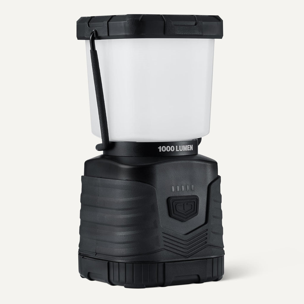 Amazon Basics Camping Essentials Lantern, 360-Degree 1000 Lumen LED, Adjustable Dimmable with 4 Lighting Modes, Water Resistant IPX4, Black (Batteries Not Included)