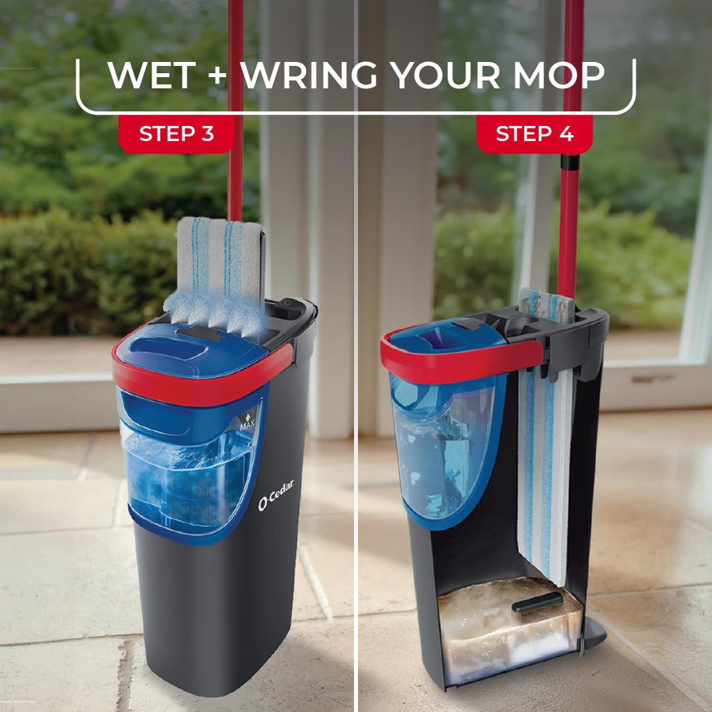 O-Cedar H2prO Flat Mop System | Quick Cleaning Tool | Clean with Clean Water | Machine Washable Reusable Microfiber Mop Pad | Safe on Wood Floors, Vinyl, Tile, Baseboards, Walls