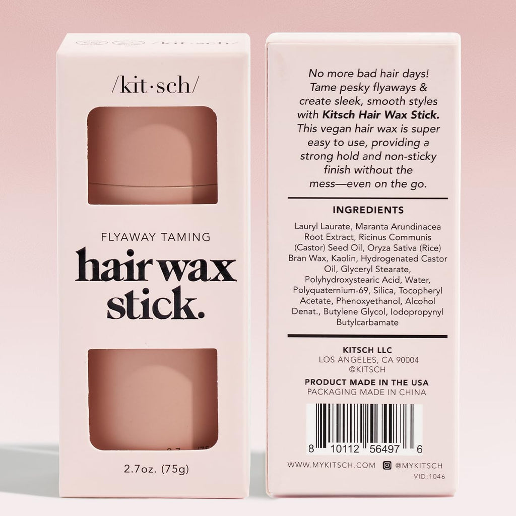 Kitsch Hair Wax Stick for Women & Men - Anti-Frizz and Fly Away Hair Tamer, No Residue Hair Finishing Stick | All Day Hold Styling Product - 2.7 oz