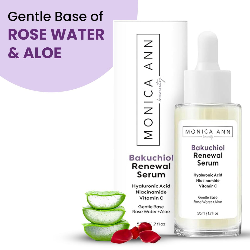 Monica Ann Beauty Bakuchiol Serum – Retinol Alternative with Hyaluronic Acid, Niacinamide & Vitamin C – Anti-Aging, Brightening, Hydrating Face Serum for Fine Lines & Wrinkles (1.7 fl oz)