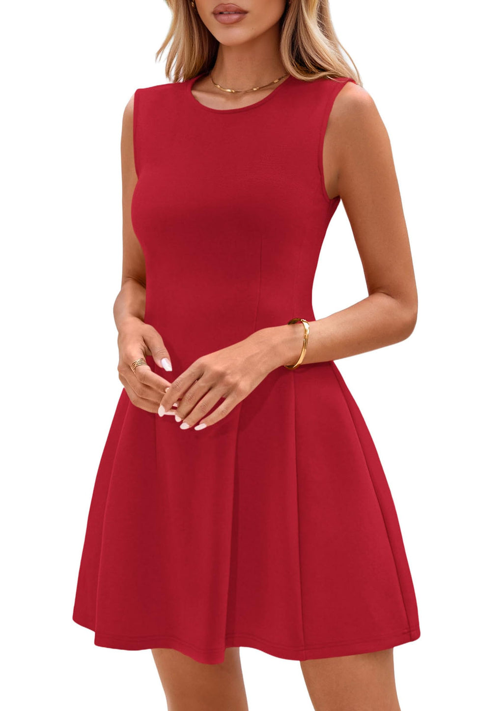 PRETTYGARDEN Summer Dresses for Women 2026 Elegant Classy Spring A Line Business Casual Work Graduation Cocktail Short Dress (Red,XX-Large)