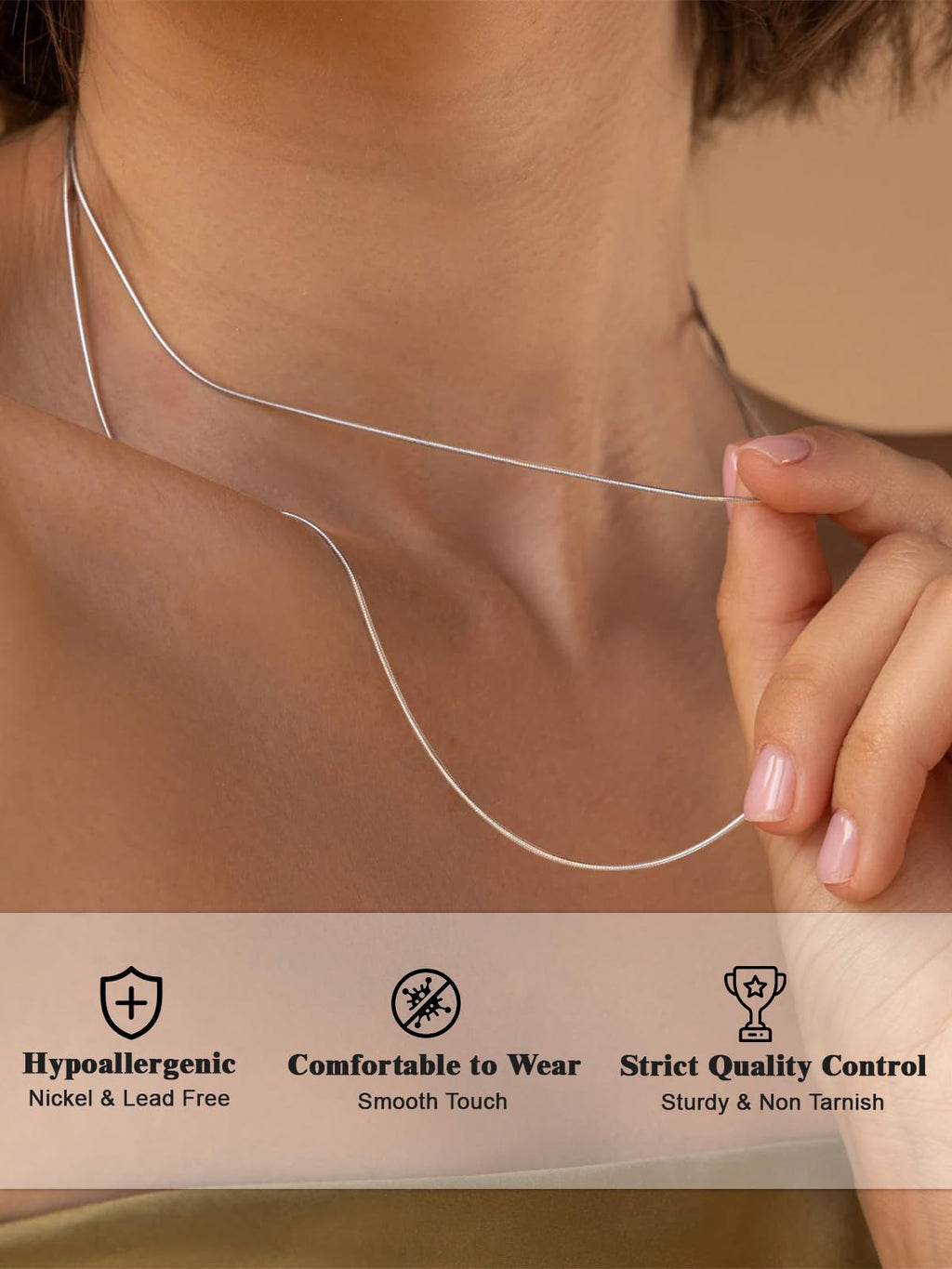 FOCALOOK 1.5mm Snake Chain Stainless Steel Silver Chain Necklace for Women Men, Smooth Hypoallergenic Necklace Chains Gift 28 Inch