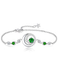FANCIME Emerald Bracelet May Birthstone Bracelets for Women Sterling Silver Moon and Star Green Gemstone Jewelry Birthday Graduation Mothers Day Gifts for Women Mom Her