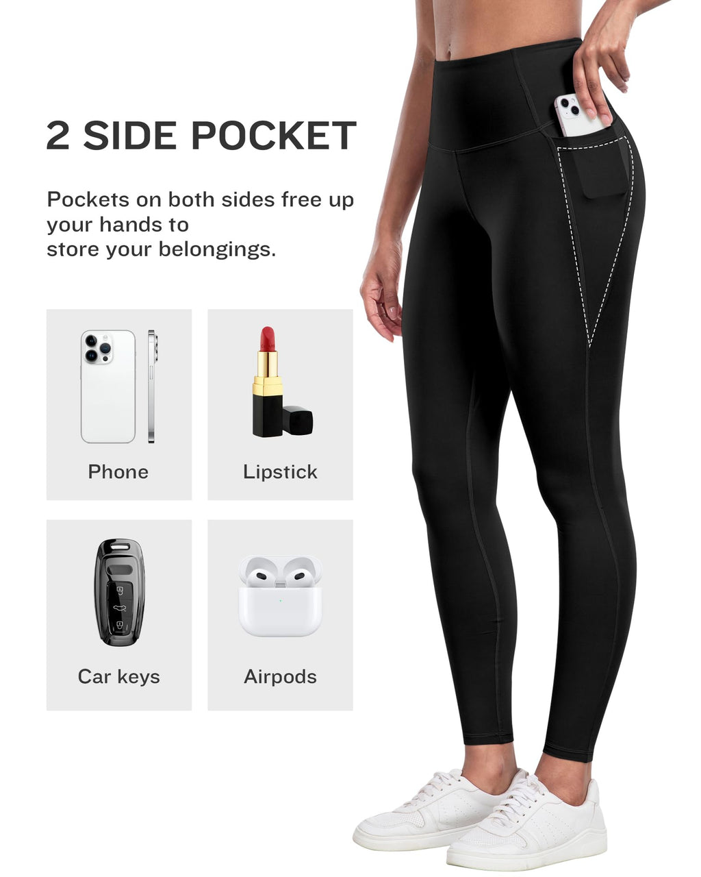 LZYVOO Leggings with Pockets for Women, 6 Packs Soft High Waisted Tummy Control Workout Yoga Pants(6Black-S)