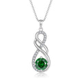 YIFSIY Gemstone Infinity Pendant Necklaces for Women, S925 Sterling Silver Round cut Created Emerald Necklace May Birthstone Jewelry Gift for Her