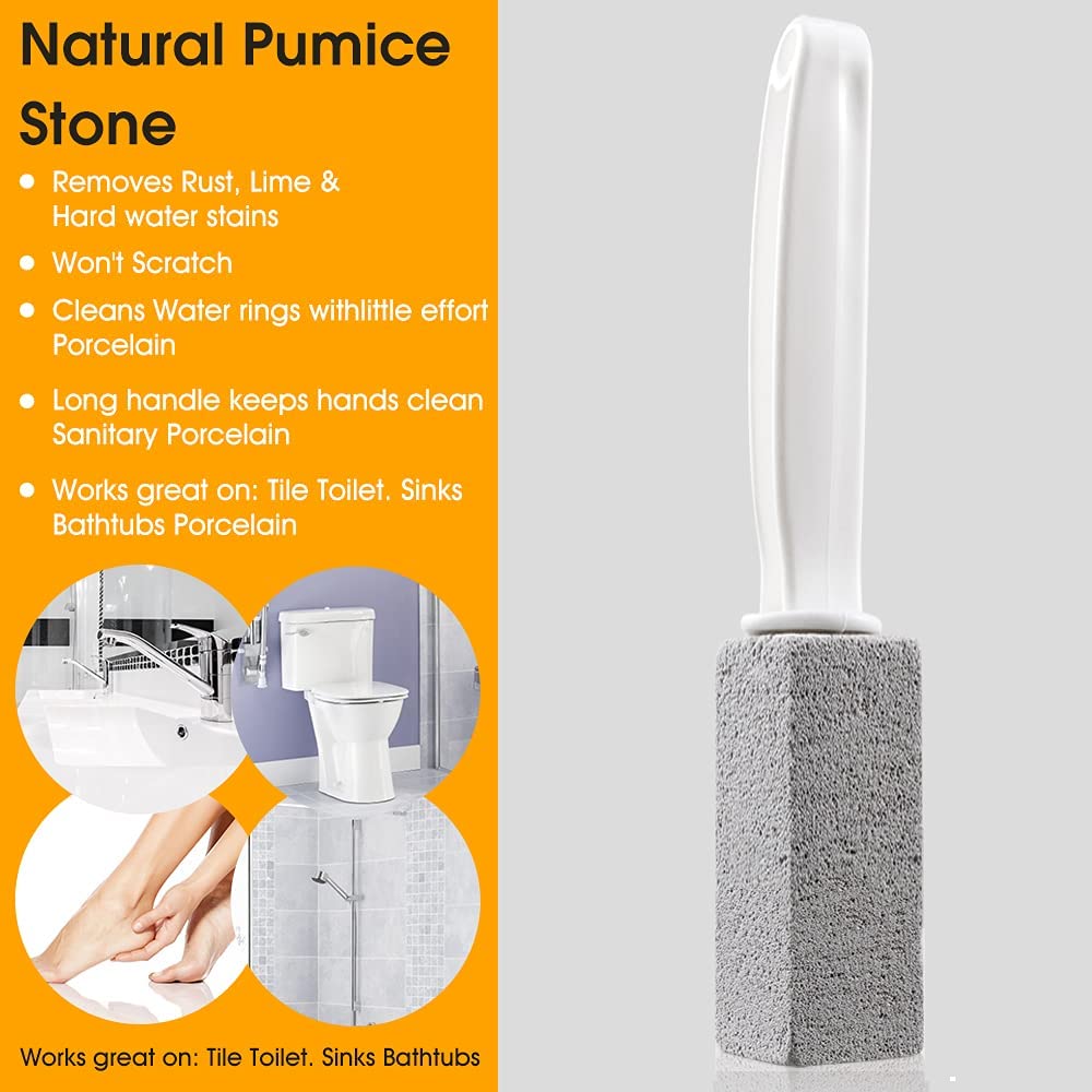 Kadden 2 Pack Toilet Cleaner Hard Water Build up Remover with Ergonomic Handle, Pumice Stone Cleanning Tool Stain Hard Water Ring Cleaner for Toilet, Pool, Bathroom, Sink