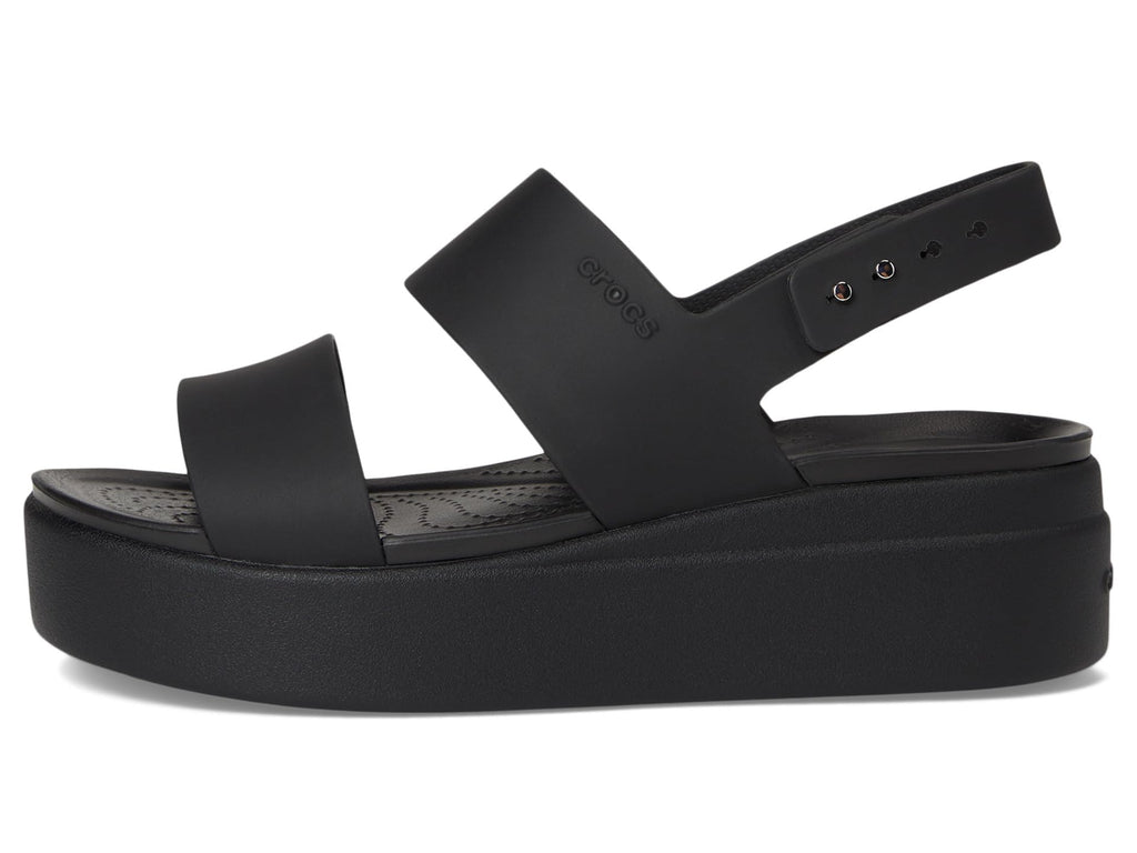 Crocs Brooklyn Low Wedges Sandal, Black/Black, 9