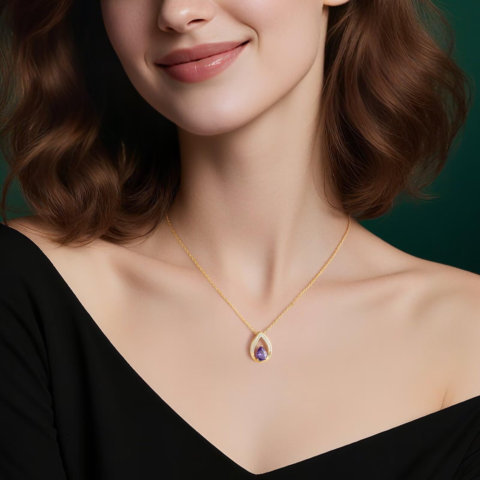 Iefil Simulated Aquamarine Jewelry for Women - March Birthstone Necklace | Wife Birthday Gift Ideas, Anniversary Women Gifts