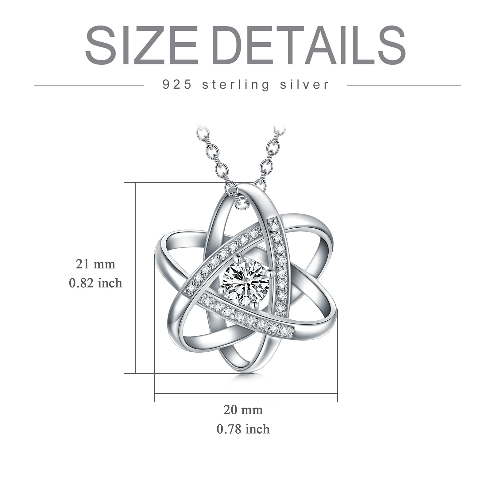 Natural Diamond Celtic Love Knot Necklace for Women,Endless Flower Pendant Necklace Set with 5mm Moissanite 925 Sterling Silver Jewelry Anniversary Valentine's Day Birthday Gifts for Her 18"-20"