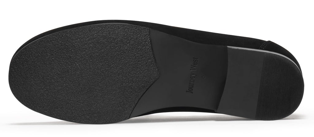 Journey West Ivy Style Suede Slip-on Penny Loafers Shoes for Women Black US 6