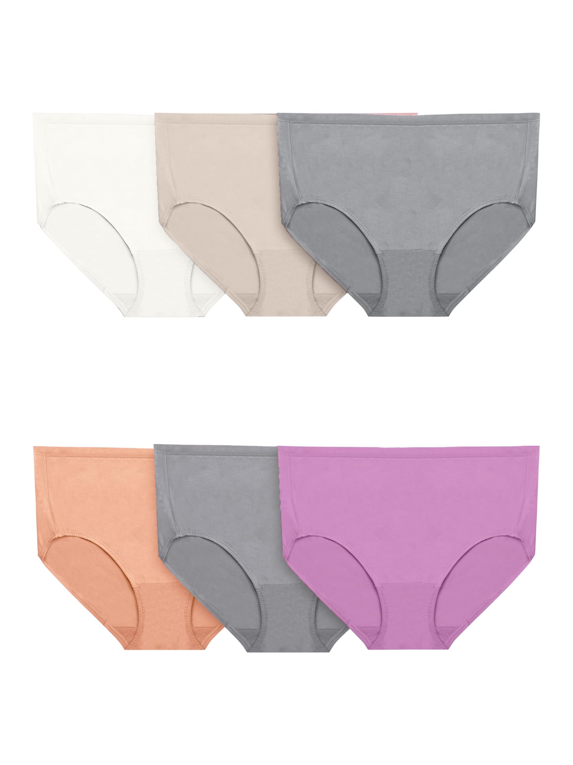 Fruit of The Loom Women's Underwear with 360° Stretch (Regular & Plus Size), Plus Size Brief - Comfort Cotton - 6 Pack, 11