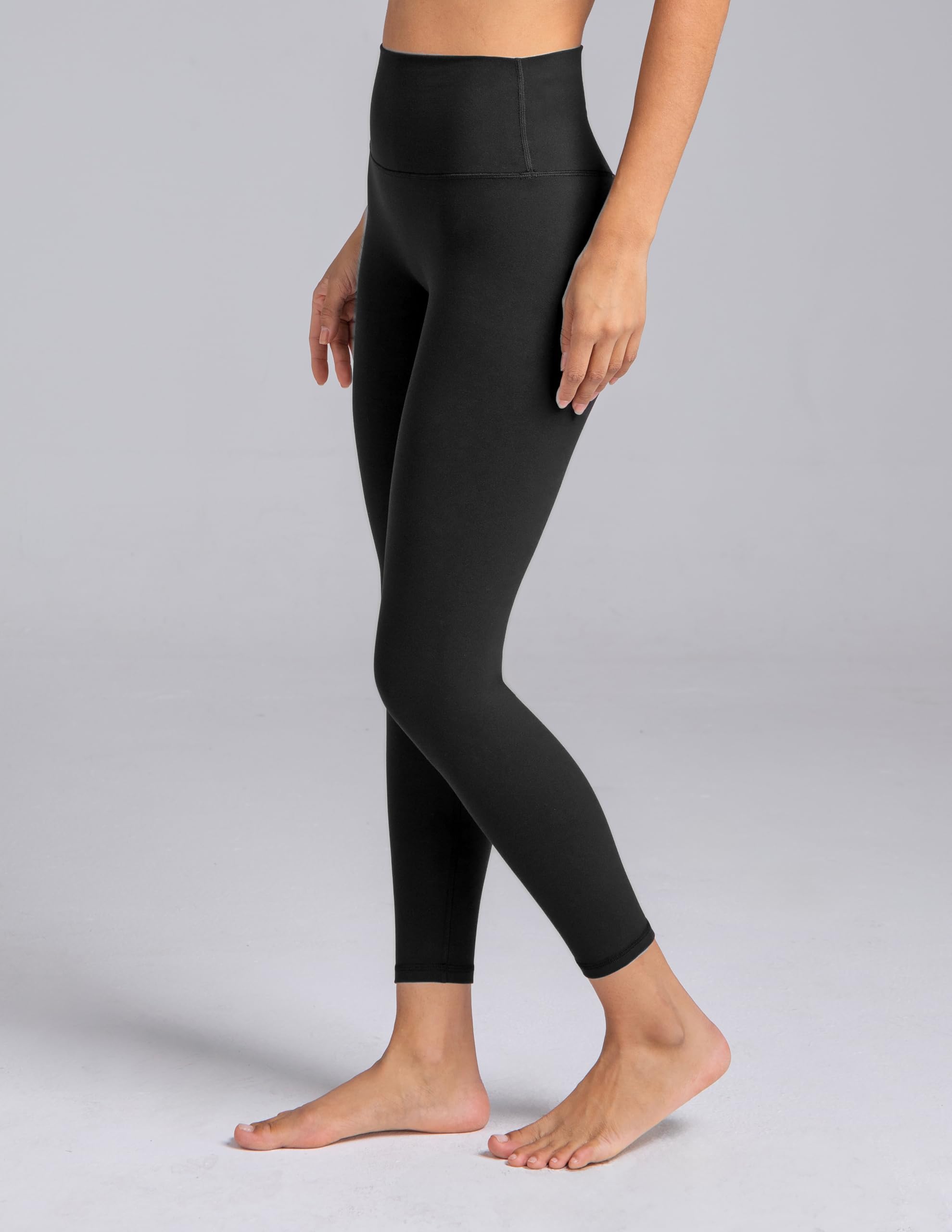 Colorfulkoala Dreamlux No Front Seam Leggings for Women 25" Inseam, High Waisted Buttery Soft 7/8 Yoga Pants (L, Black)