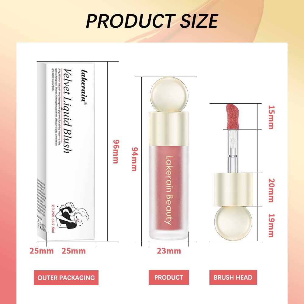 Liquid Blush Stick For Cheeks, Soft Velvet Cream Face Cheek Tint, Natural Matte Pink Red Blush Skin Tint, Waterproof Long Lasting Dewy Makeup, Moisturizing Lightweight Blendable (2#)