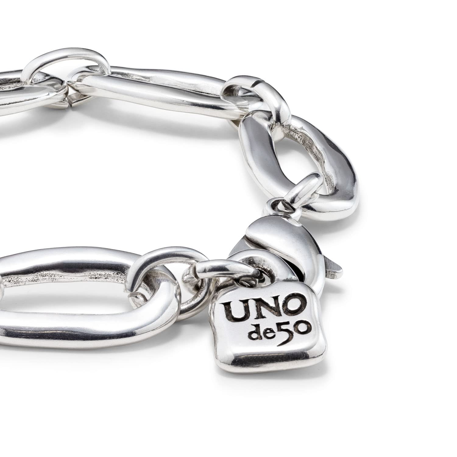 Uno de 50 AWESOME Oval Link Chain Bracelet, Sterling Silver Plated