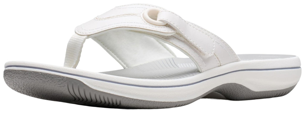 Clarks Women's Breeze Reyna CloudSteppers Flip-Flop, White Synthetic, 9