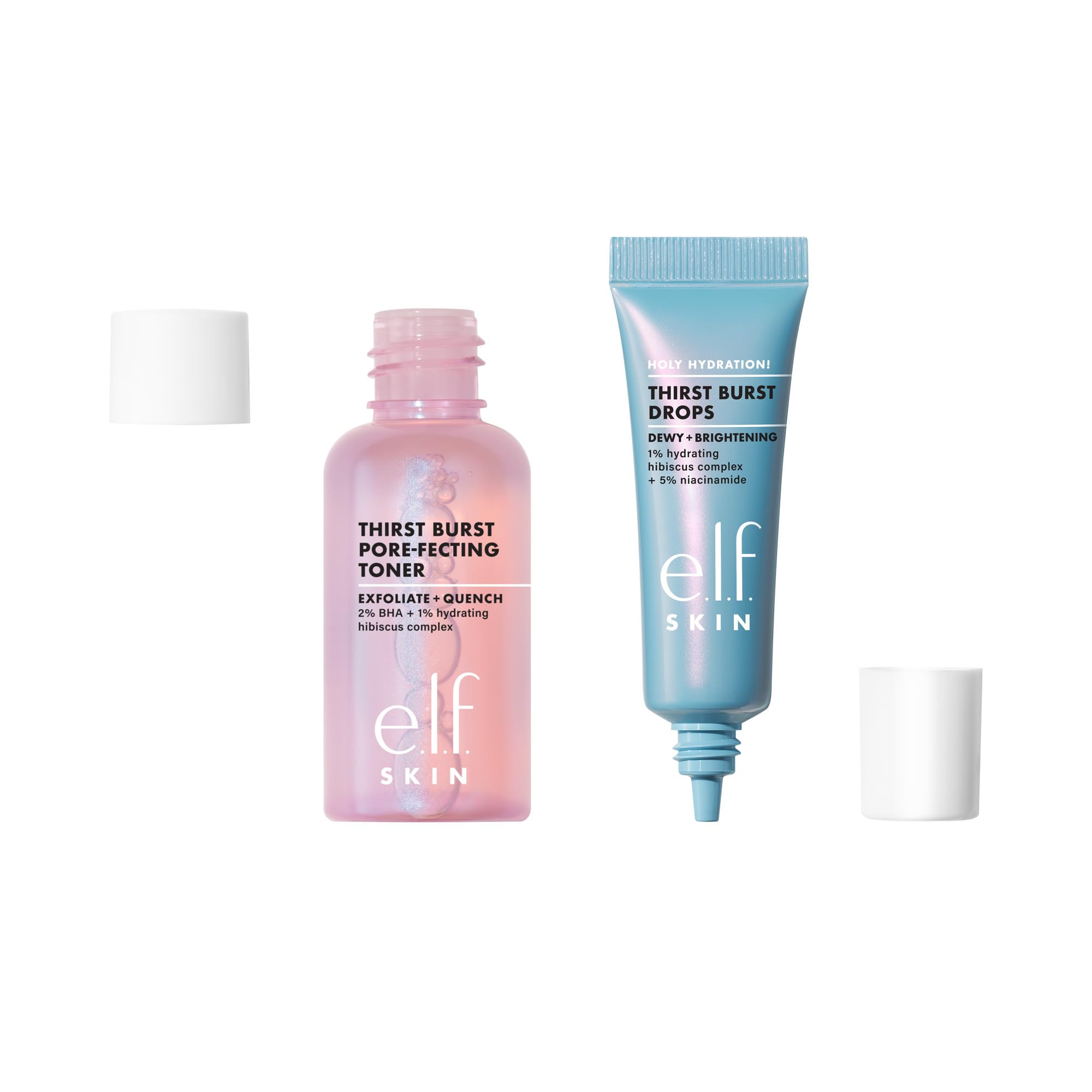 e.l.f. SKIN Thirst Burst Dew-O, Travel-Sized Skincare Set, Exfoliating Facial Toner & Hydrating Serum Drops, Gives Skin A Dewy, Bouncy Glow, Vegan & Cruelty-Free