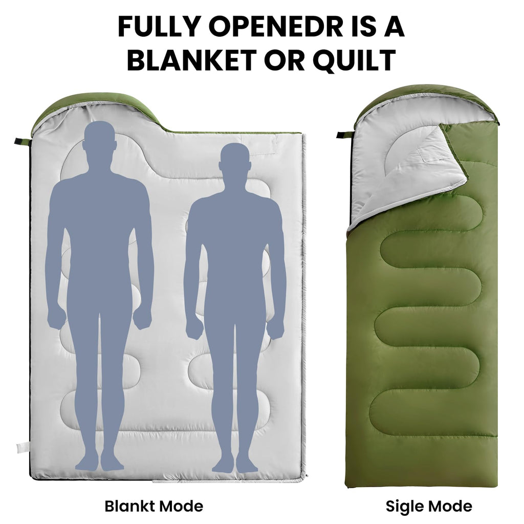 FARLAND Sleeping Bags for Adults, 3 Season Warm & Cool Weather, Lightweight Camping Sleeping Bag for Kids Family Camping Essentials with Compression Sack for Hiking