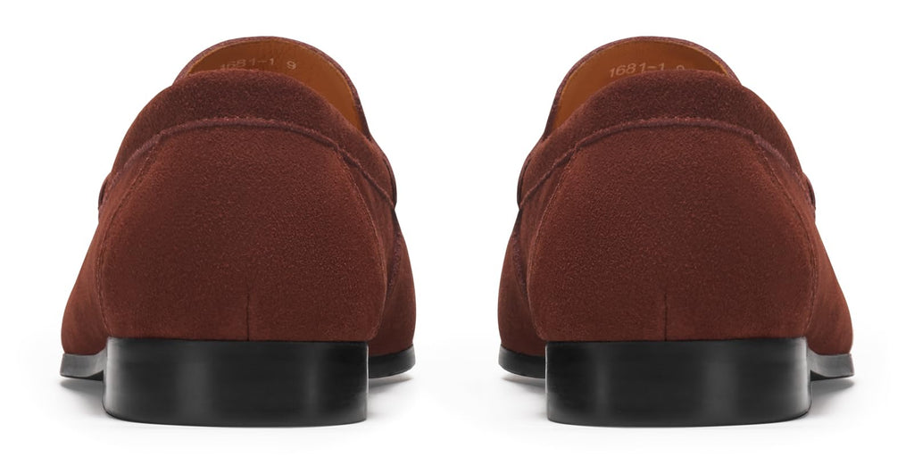 Journey West Suede Slip-on Penny Loafers Shoes for Men Brown US 9