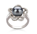 Fiona Black 9-10mm AA Quality Freshwater 925 Sterling Silver Cultured Pearl Ring For Women - Size-6