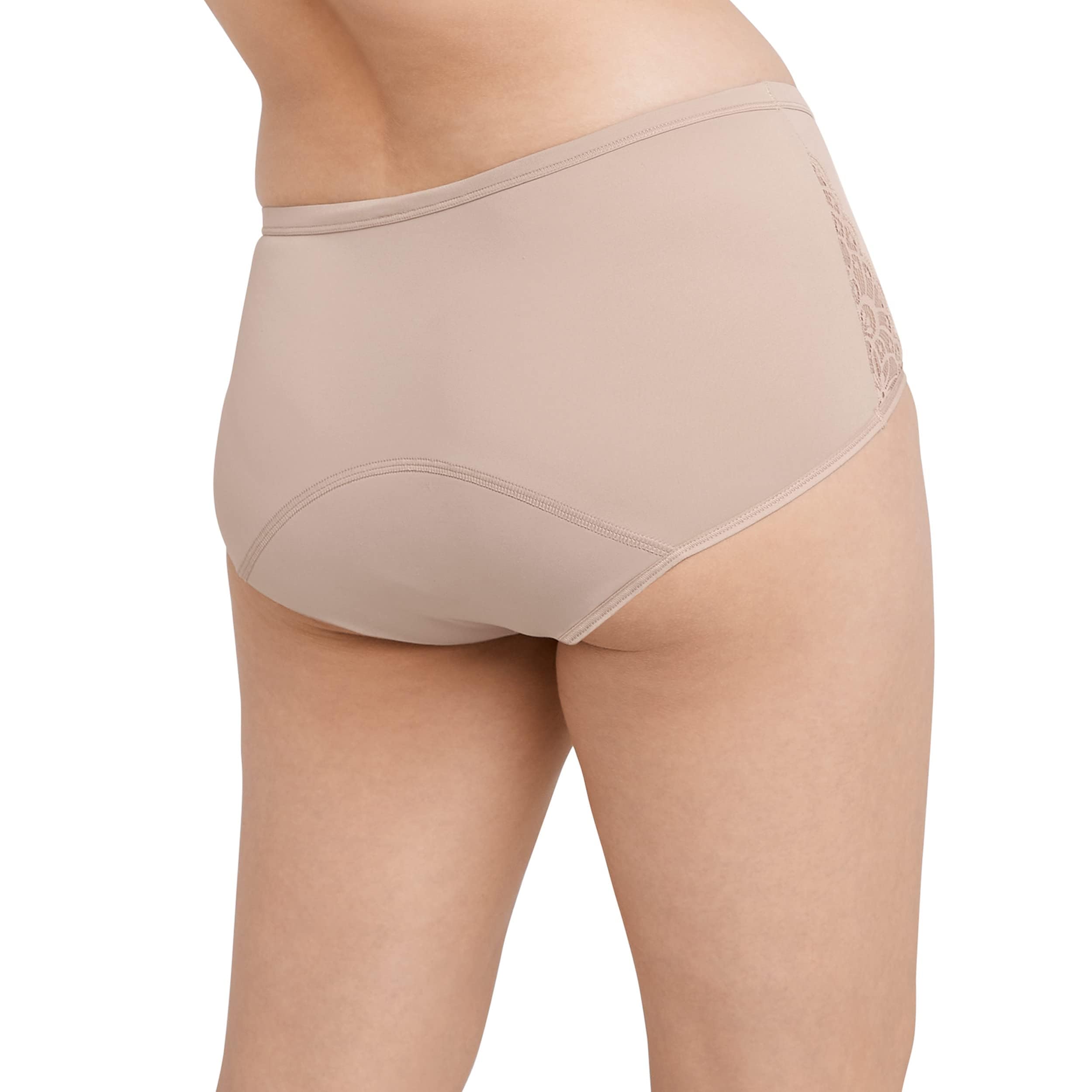 Maidenform Women's Moderate Protection Hipster Period Panties, Built-In Liner, Odor Guard, 3-Pack