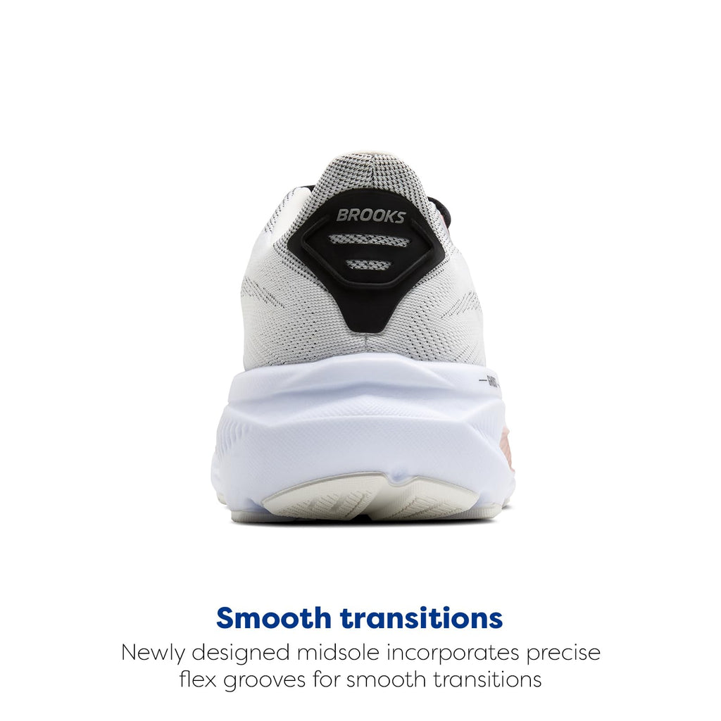 Brooks Women’s Ghost 17 Neutral Running Shoe - White/Black/Rose Gold - 10 Medium